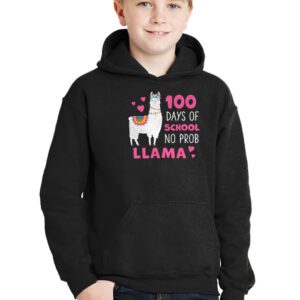 Celebrating 100 Days of School NoProb Llama Kids Teachers Hoodie 2