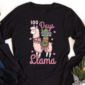 Celebrating 100 Days of School NoProb Llama Kids & Teachers Longsleeve Tee 1 Celebrating 100 Days of School NoProb Llama Kids Teachers Longsleeve Tee 1 1