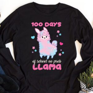 Celebrating 100 Days of School NoProb Llama Kids Teachers Longsleeve Tee 1 2