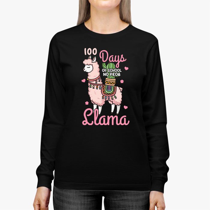 Celebrating-100-Days-of-School-NoProb-Llama-Kids-Teachers-Longsleeve-Tee-2 Celebrating 100 Days of School NoProb Llama Kids Teachers Longsleeve Tee 2 1