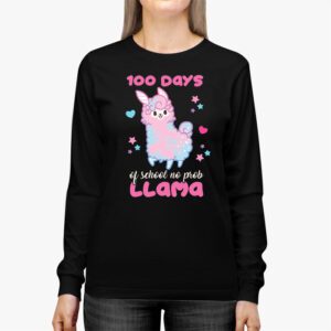 Celebrating 100 Days of School NoProb Llama Kids Teachers Longsleeve Tee 2 2