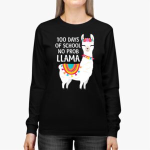 Celebrating 100 Days of School NoProb Llama Kids Teachers Longsleeve Tee 2 3