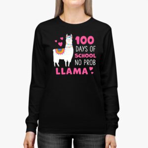 Celebrating 100 Days of School NoProb Llama Kids Teachers Longsleeve Tee 2