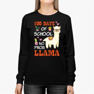 Celebrating 100 Days of School NoProb Llama Kids Teachers Longsleeve Tee 2 4