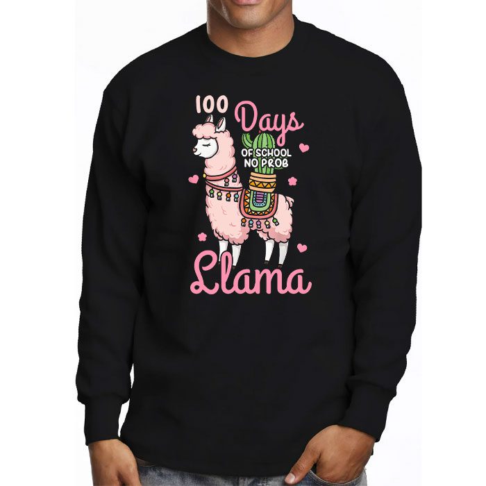 Celebrating-100-Days-of-School-NoProb-Llama-Kids-Teachers-Longsleeve-Tee-3 Celebrating 100 Days of School NoProb Llama Kids Teachers Longsleeve Tee 3 1