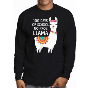 Celebrating 100 Days of School NoProb Llama Kids Teachers Longsleeve Tee 3 3