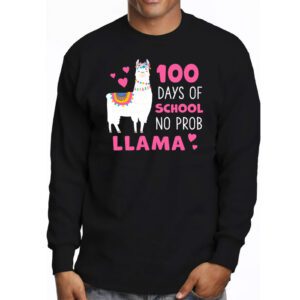 Celebrating 100 Days of School NoProb Llama Kids Teachers Longsleeve Tee 3