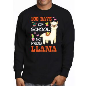 Celebrating 100 Days of School NoProb Llama Kids Teachers Longsleeve Tee 3 4