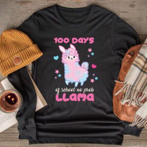 Celebrating 100 Days of School NoProb Llama Kids & Teachers Longsleeve Tee