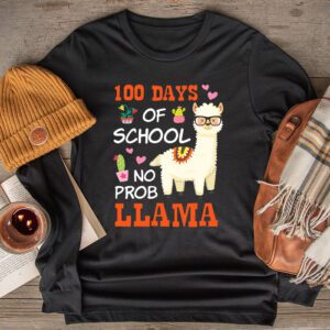 Celebrating 100 Days of School NoProb Llama Kids & Teachers Longsleeve Tee