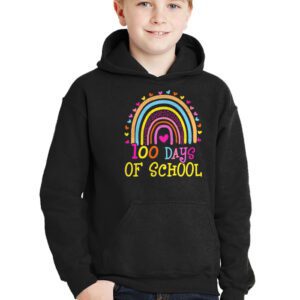 Cute 100 Days Of School Rainbow 100th Day Of School Hoodie 2