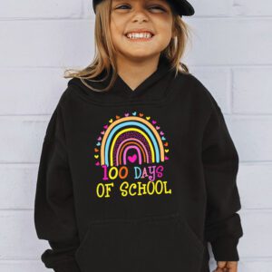 Cute 100 Days Of School Rainbow 100th Day Of School Hoodie 3