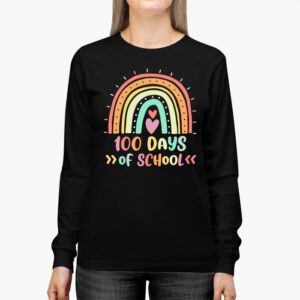 Cute 100 Days Of School Rainbow 100th Day Of School Longsleeve Tee 2 1