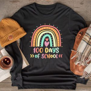 Cute 100 Days Of School Rainbow 100th Day Of School Longsleeve Tee
