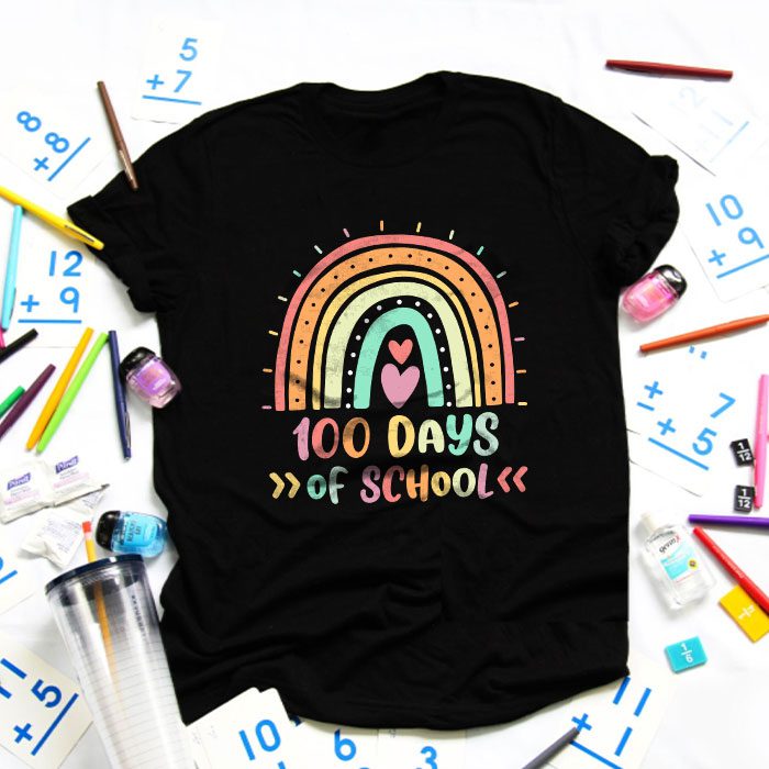 Cute 100 Days Of School Rainbow 100th Day Of School T-Shirt