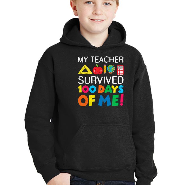 Funny-School-Boys-Girls-Kids-Gift-100-Days-Of-School-Hoodie-2 Funny School Boys Girls Kids Gift 100 Days Of School Hoodie 2