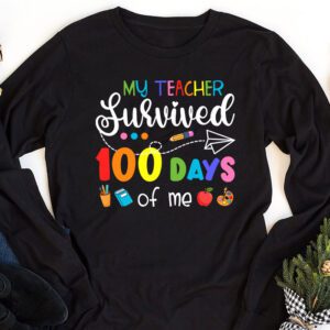 Funny School Boys Girls Kids Gift 100 Days Of School Longsleeve Tee 1 3