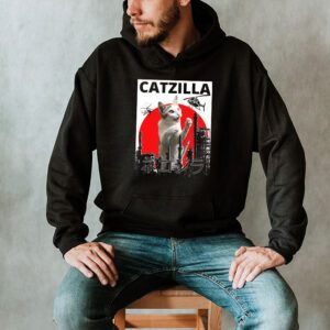 Funny Vintage Japanese Catzilla Siamese Cat Lover Hoodie 2 3