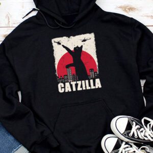 Funny Vintage Japanese Catzilla Siamese Cat Lover Hoodie