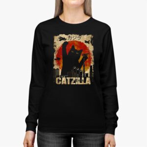 Funny Vintage Japanese Catzilla Siamese Cat Lover Longsleeve Tee 2 1