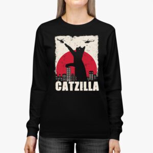 Funny Vintage Japanese Catzilla Siamese Cat Lover Longsleeve Tee 2 2