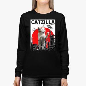 Funny Vintage Japanese Catzilla Siamese Cat Lover Longsleeve Tee 2 3