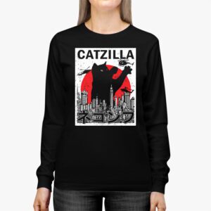 Funny Vintage Japanese Catzilla Siamese Cat Lover Longsleeve Tee 2