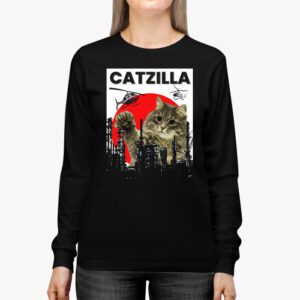 Funny Vintage Japanese Catzilla Siamese Cat Lover Longsleeve Tee 2 4