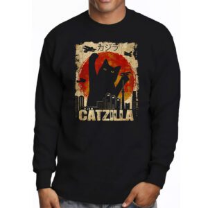 Funny Vintage Japanese Catzilla Siamese Cat Lover Longsleeve Tee 3 1