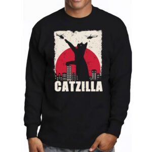 Funny Vintage Japanese Catzilla Siamese Cat Lover Longsleeve Tee 3 2