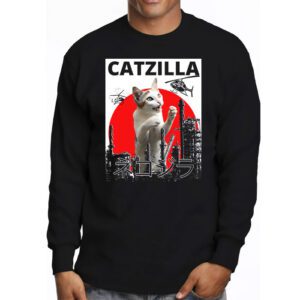 Funny Vintage Japanese Catzilla Siamese Cat Lover Longsleeve Tee 3 3