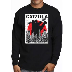 Funny Vintage Japanese Catzilla Siamese Cat Lover Longsleeve Tee 3