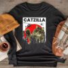 Funny Vintage Japanese Catzilla Siamese Cat Lover Longsleeve Tee
