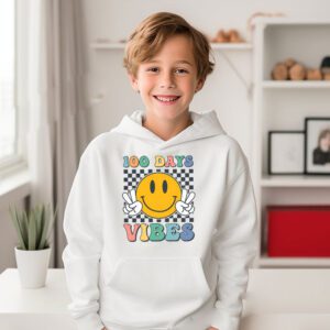Groovy 100th Day Of School 100 Days Vibes Teacher Kids Hoodie 1