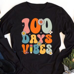 Groovy 100th Day Of School 100 Days Vibes Teacher Kids Longsleeve Tee 1 2