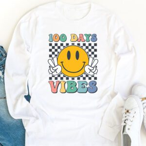 Groovy 100th Day Of School 100 Days Vibes Teacher Kids Longsleeve Tee 1