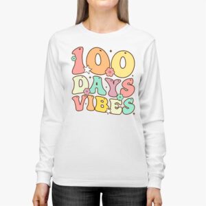 Groovy 100th Day Of School 100 Days Vibes Teacher Kids Longsleeve Tee 2 3