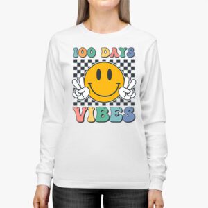 Groovy 100th Day Of School 100 Days Vibes Teacher Kids Longsleeve Tee 2