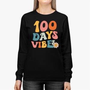 Groovy 100th Day Of School 100 Days Vibes Teacher Kids Longsleeve Tee 2 4