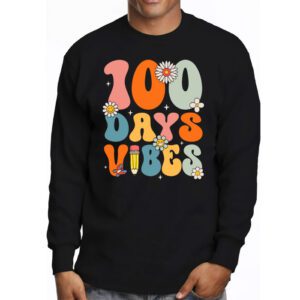 Groovy 100th Day Of School 100 Days Vibes Teacher Kids Longsleeve Tee 3 2