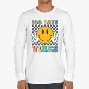 Groovy 100th Day Of School 100 Days Vibes Teacher Kids Longsleeve Tee 3