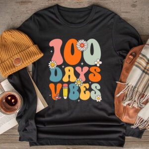 Groovy 100th Day Of School 100 Days Vibes Teacher Kids Longsleeve Tee