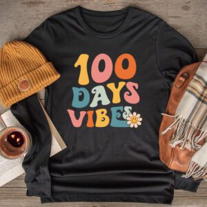 Groovy 100th Day Of School 100 Days Vibes Teacher Kids Longsleeve Tee