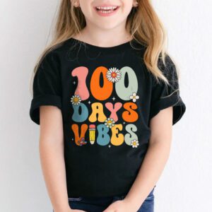 Groovy 100th Day Of School 100 Days Vibes Teacher Kids T Shirt 1 2