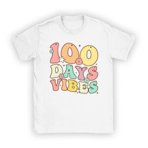 Groovy 100th Day Of School 100 Days Vibes Teacher Kids T-Shirt