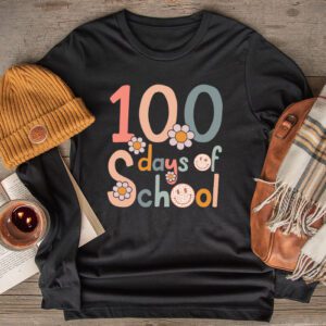 Groovy 100th Day Student Cute Boys Girls 100 Days Of School Longsleeve Tee