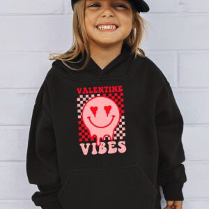 Groovy Checkered Valentine Vibes Valentines Day Girls Womens Hoodie 3