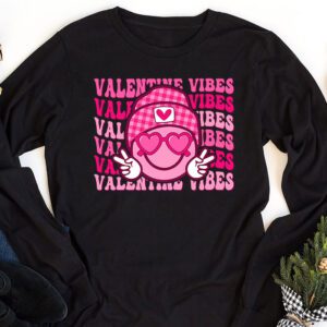 Groovy Checkered Valentine Vibes Valentines Day Girls Womens Longsleeve Tee 1 1