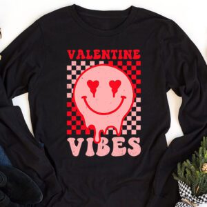 Groovy Checkered Valentine Vibes Valentines Day Girls Womens Longsleeve Tee 1