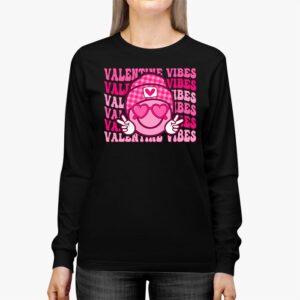 Groovy Checkered Valentine Vibes Valentines Day Girls Womens Longsleeve Tee 2 1